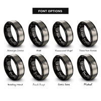 font options for inside engraving on black & gray trumpet mute rings