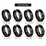 font options for inside engraving on black & gray trumpet mute rings