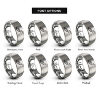 font options for inside engraving on gray trumpet mute rings