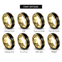 font options for inside engraving on black & gold trumpet sax rings