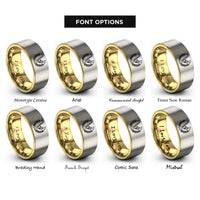 font options for inside engraving on gold & grey trumpet sax rings
