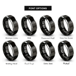 font options for inside engraving on black & grey trumpet valves rings
