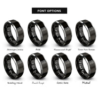 font options for inside engraving on black & grey trumpet valves rings