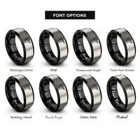 font options for inside engraving on black & gray trumpeting angel rings