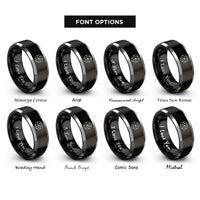 font options for inside engraving on black & gray truncated hexagon tiling rings