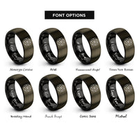 font options for inside engraving on gunmetal & black truncated hexagon tiling rings