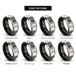 font options for inside engraving on black & grey truncated square tiling rings