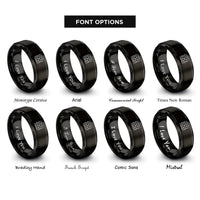 font options for inside engraving on black truncated square tiling rings