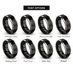 font options for inside engraving on black & grey try square rings