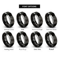 font options for inside engraving on black & grey try square rings
