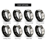 font options for inside engraving on black & silver try square rings