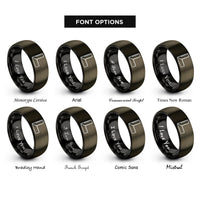 font options for inside engraving on gunmetal & black try square rings