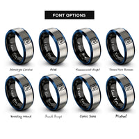 font options for inside engraving on black & blue & silver ts monogram rings