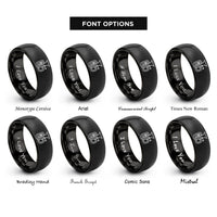 font options for inside engraving on black tuba rings