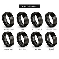 font options for inside engraving on black tuba rings