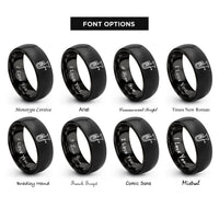font options for inside engraving on black tuba rings