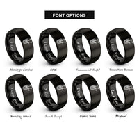 font options for inside engraving on black tuba rings