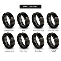 font options for inside engraving on black tuba rings
