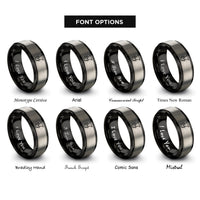 font options for inside engraving on black & silver tuba clef rings