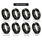 font options for inside engraving on black & silver tuba clef rings
