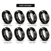 font options for inside engraving on black & silver tuba clef rings