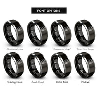 font options for inside engraving on black & grey tuba player rings