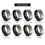 font options for inside engraving on black & gray tubular bells mallet rings