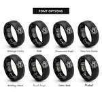 font options for inside engraving on black tubular bells mallet rings