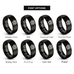 font options for inside engraving on black tubular bells mallet rings