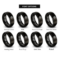 font options for inside engraving on black tubular bells mallet rings