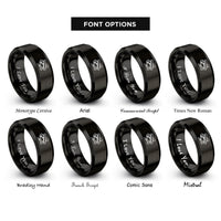 font options for inside engraving on black tubular bells mallet rings