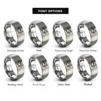 font options for inside engraving on silver tubular bells mallet rings