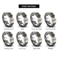 font options for inside engraving on gray tubular bells mallet rings