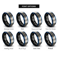 font options for inside engraving on black & blue & gray tugboat rings