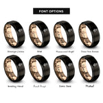 font options for inside engraving on black & rose gold tulip rings