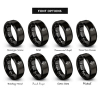 font options for inside engraving on black tulip rings