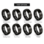 font options for inside engraving on black tulip rings