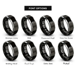 font options for inside engraving on black & grey tulip leaf rings