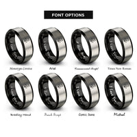 font options for inside engraving on black & silver tulip leaf rings