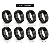 font options for inside engraving on black tulip leaf rings