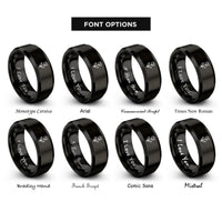 font options for inside engraving on black tulip single stem rings