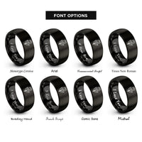 font options for inside engraving on black tulip single stem rings