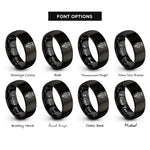 font options for inside engraving on black tulip single stem rings