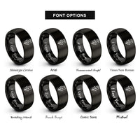 font options for inside engraving on black tulip single stem rings