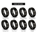 font options for inside engraving on black tulip single stem rings