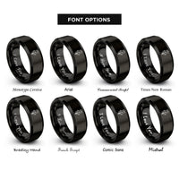 font options for inside engraving on black tulip single stem rings
