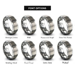 font options for inside engraving on silver tulip single stem rings
