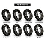 font options for inside engraving on black & grey tulip stem leaf rings