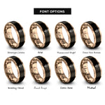 font options for inside engraving on black & rose gold tulip stem leaf rings