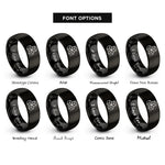 font options for inside engraving on black tumbling cubes rings